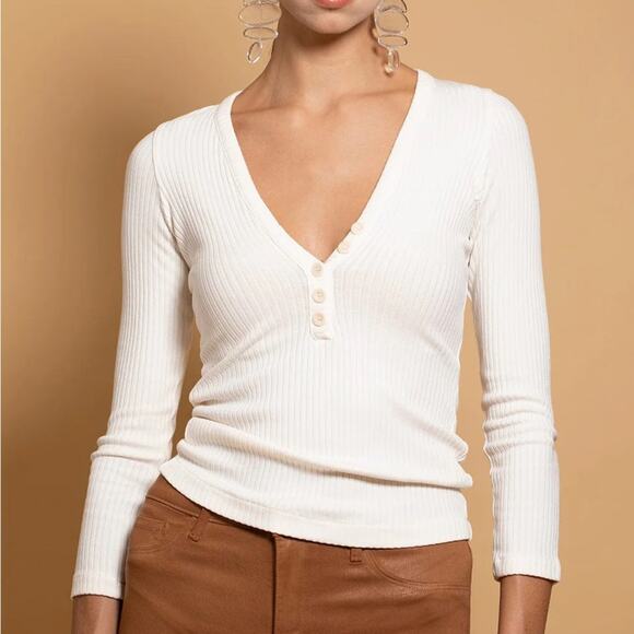 Citizens Of Humanity Tops - Citizens of Humanity Aideen Henley Top in Champagne